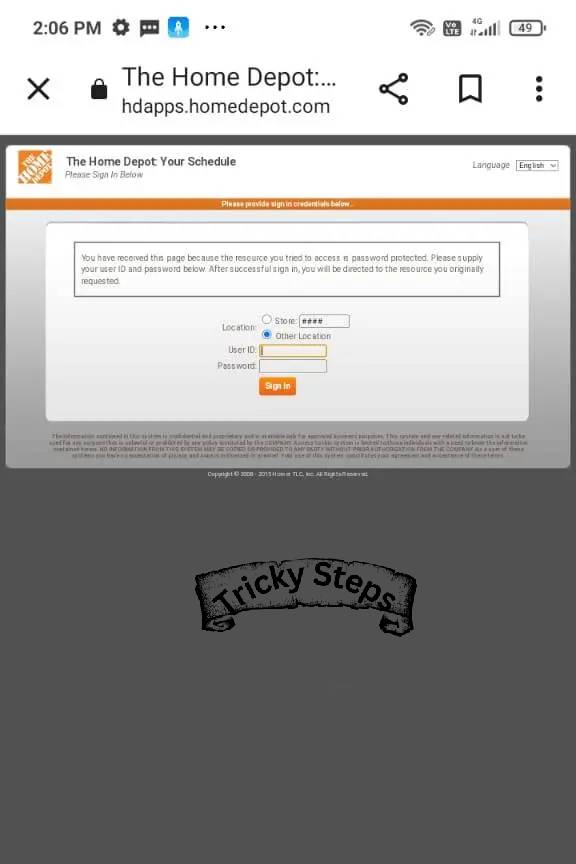 in-store website at Home Depot